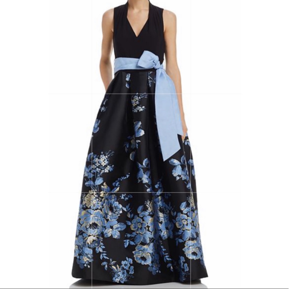Eliza J belted floral ball gown 12